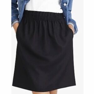 J CREW Black Linen Sidewalk Skirt Elastic Waist Pull On Womens SMALL EUC